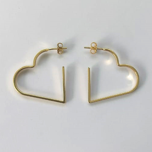 BRINCO FOLHEADO A OURO COM VERNIZ DIAMOND - BRINCO ARGOLA CORAÇÃO 27MM - OURO805