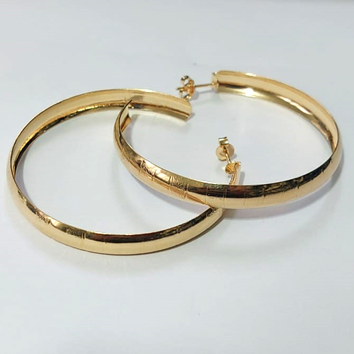 BRINCO FOLHEADO A OURO - BANHADO COM 5 MILÉSIMOS + VERNIZ DIAMOND - BRINCO DE ARGOLA 6X55MM - OURO867