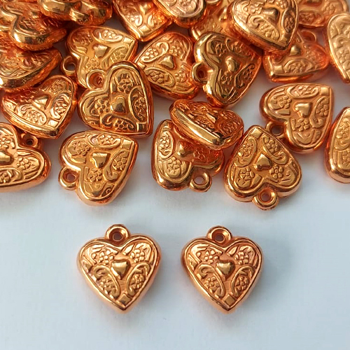 ACESSÓRIO NO BRUTO PRONTO PARA O BANHO - (391) (CX.143) CORAÇÃO DUPLO EM ABS 15MM - PESO TOTAL 0,6GR - COMPOSIÇÃO: ABS - BRU0003382