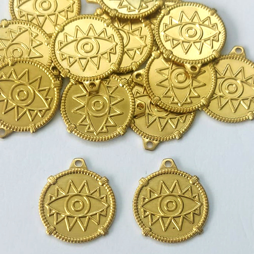 ACESSÓRIO NO BRUTO PRONTO PARA O BANHO - (4687) (CX.24) OLHO GREGO 20MM - PESO TOTAL 2GR - COMPOSIÇÃO: 100% LATÃO - BRU0003395