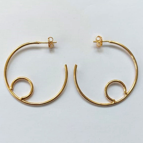 BRINCO FOLHEADO A OURO - BANHADO COM 5 MILÉSIMOS + VERNIZ DIAMOND - BRINCO DE ARGOLA 38MM - OURO877