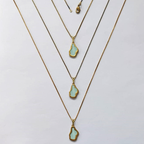 GARGANTILHA NO BRUTO PRONTA PARA O BANHO - KIT COM 3 CORRENTES VENEZIANAS 45CM E PINGENTES NUVEM EM RESINA AZUL CLARA 16MM - PESO TOTAL 8,4GR - BRU16327