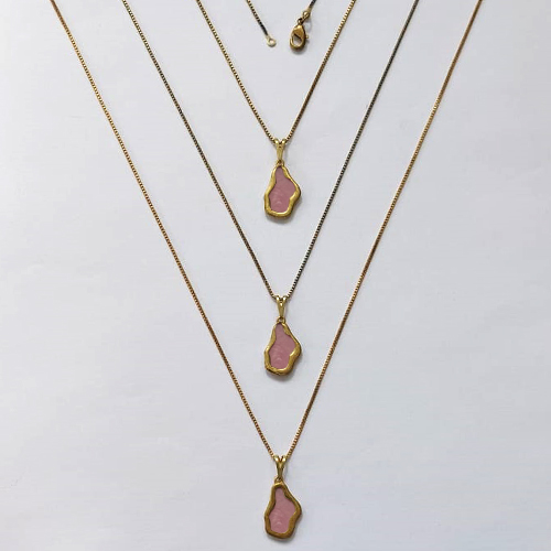 GARGANTILHA NO BRUTO PRONTA PARA O BANHO - KIT COM 3 CORRENTES VENEZIANAS 45CM E PINGENTES NUVEM EM RESINA ROSA 16MM - PESO TOTAL 8,4GR - BRU16329