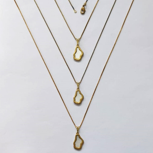 GARGANTILHA NO BRUTO PRONTA PARA O BANHO - KIT COM 3 CORRENTES VENEZIANAS 45CM E PINGENTES NUVEM EM RESINA MADRE PÉROLA 16MM - PESO TOTAL 8,4GR - BRU16331