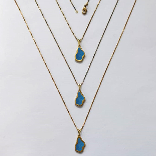 GARGANTILHA NO BRUTO PRONTA PARA O BANHO - KIT COM 3 CORRENTES VENEZIANAS 45CM E PINGENTES NUVEM EM RESINA AZUL 16MM - PESO TOTAL 8,4GR - BRU16333