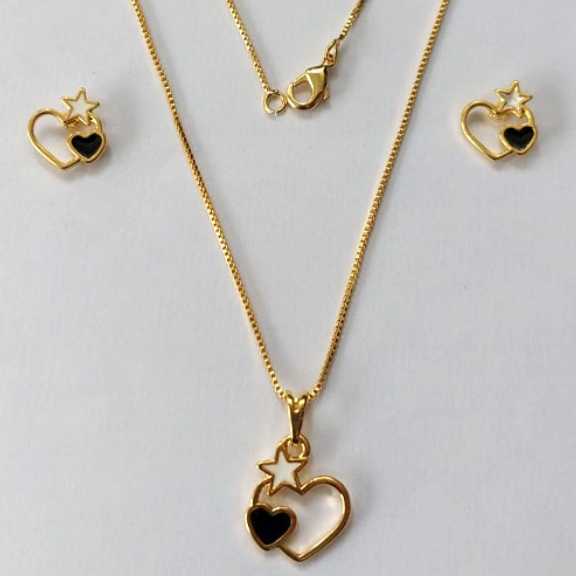 CONJUNTO FOLHEADO A OURO - BANHADO COM 5 MILÉSIMOS + VERNIZ DIAMOND - (CJB470) CONJUNTO COM CORRENTE VENEZIANA 45CM - OURO879