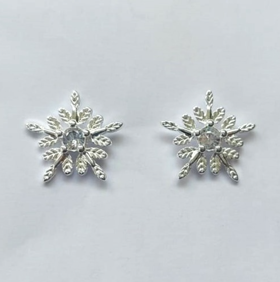 BRINCO FOLHEADO A PRATA COM 50 MILÉSIMO+ VERNIZ DIAMOND - BRINCO CRAVEJADA ZIRCONIAS 13MM - PRA748