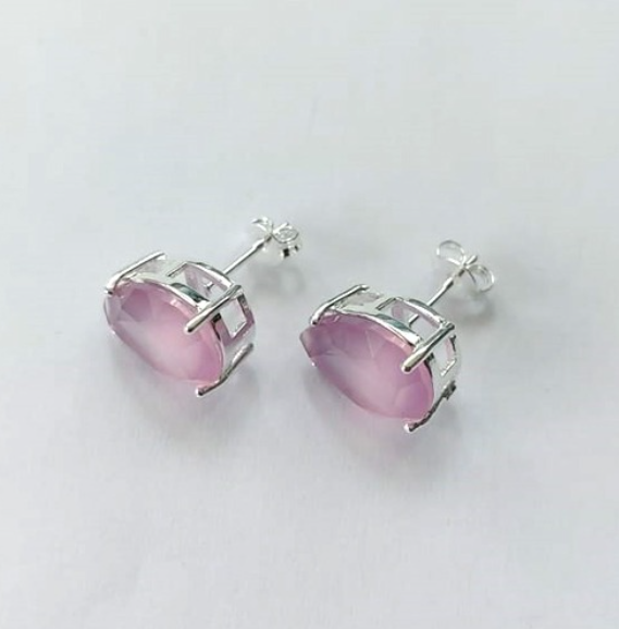 BRINCO FOLHEADA A PRATA COM 50 MILÉSIMOS + VERNIZ DIAMOND - BRINCOS DE PINO COM BASE EM ALTA FUSÃO E PEDRA EM ZIRCÔNIA GOTA 10X14MM-PRA752