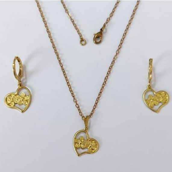 CONJUNTO NO BRUTO PRONTO PARA O BANHO - (3308) CONJUNTO COM CORRENTE CADEADO 45CM COM BRINCOS ARGOLINHA DE PRESSÃO - PESO: 4.5GR - COMPOSIÇÃO: 100% LATÃO - BRU0003428