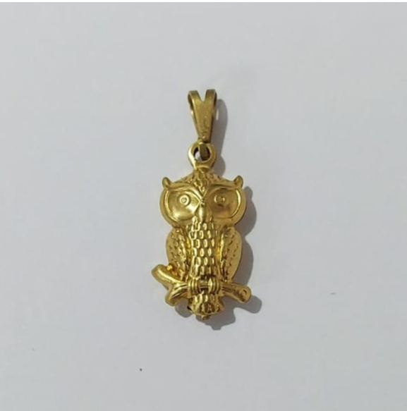 PINGENTE NO BRUTO PRONTO PARA O BANHO (100% LATÃO )(1548) -Coruja Duplo 16mm - PESO: 0,9GR - BRU0003457