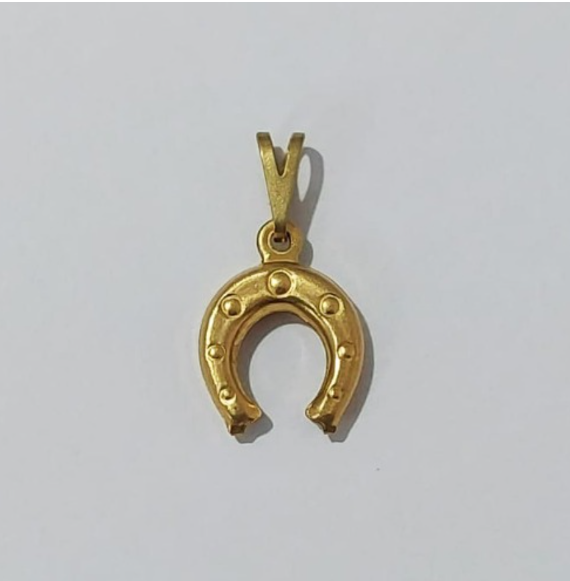 PINGENTE NO BRUTO PRONTO PARA O BANHO (100% LATÃO )(E869) - Ferradura pequena dupla 14MM - PESO: 0,5GR - BRU0003459