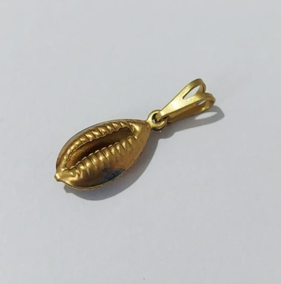 PINGENTE NO BRUTO PRONTO PARA O BANHO (100% LATÃO )(E2334) -Búzio 16mm duplo - PESO: 0,5GR - BRU0003460