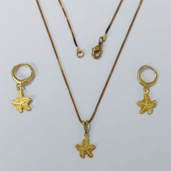 CONJUNTO NO BRUTO PRONTO PARA O BANHO COM CORRENTE VENEZIANA DE 45CM (100% LATÃO )(E2832) -Estrela do mar 14MM-( PESO: 4.8GR - BRU0003474