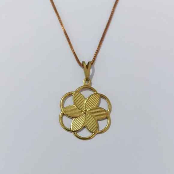 GARGANTILHA NO BRUTO PRONTO PARA O BANHO COM CORRENTE VENEZIANA DE 45CM (100% LATÃO )(E3155) -Flor Marilia 20MM -( PESO: 2.8GR - BRU0003476