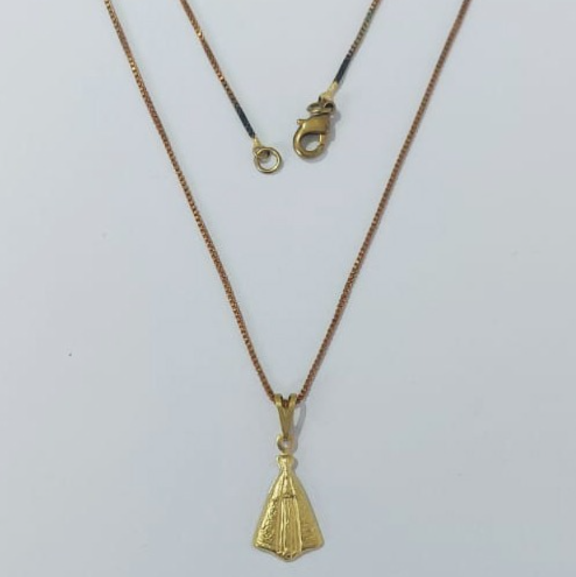 GARGANTILHA NO BRUTO PRONTO PARA O BANHO COM CORRENTE VENEZIANA DE 45CM (100% LATÃO )(E973) -Medalha Nossa Senhora Aparecida 15MM -( PESO: 1.8GR - BRU0003483