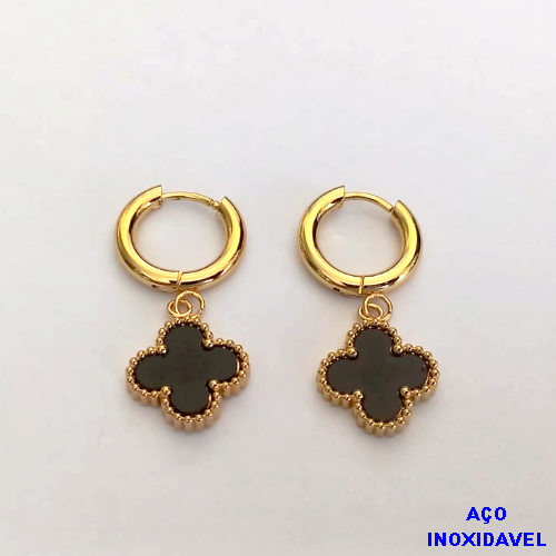 BRINCO EM AÇO INOXIDÁVEL(CX143) BRINCO ARGOLINHA DE PRESSÃO(DOURADO) VAN CLEEF 12MM - COMPOSIÇÃO: AÇO INOXIDÁVEL - AÇO1941