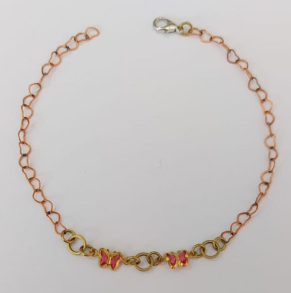 PULSEIRA NO BRUTO PRONTA PARA O BANHO - (CX144) PULSEIRA COM BORBOLETAS SUPER DELICADAS - TAMANHO 18CM - PESO TOTAL 1.9GR - BRU0003504