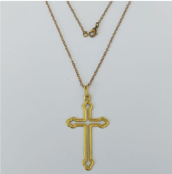 GARGANTILHA NO BRUTO PRONTO PARA O BANHO(3.1243)- COM CORRENTE CADEADO DE 45CM COM FECHO LAGOSTA / PESO 3.4GR - BRU0003510