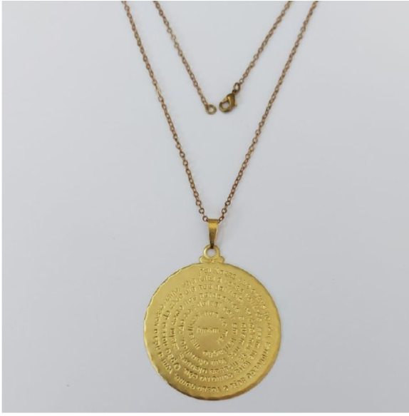 GARGANTILHA NO BRUTO PRONTO PARA O BANHO(535)- COM CORRENTE CADEADO DE 45CM COM FECHO LAGOSTA (Pingente Medalha 40mm C/ Oração Pai Nosso )/ PESO 6.3GR - BRU0003513