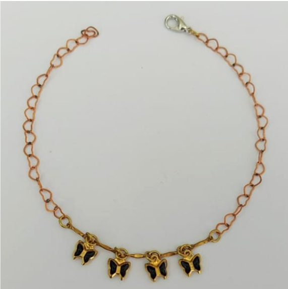 PULSEIRA NO BRUTO PRONTA PARA O BANHO - (CX144) PULSEIRA COM BORBOLETAS SUPER DELICADAS - TAMANHO 18CM - PESO TOTAL 1.9GR - BRU0003517