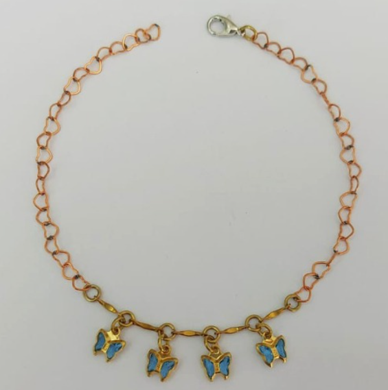 PULSEIRA NO BRUTO PRONTA PARA O BANHO - (CX144) PULSEIRA COM BORBOLETAS SUPER DELICADAS - TAMANHO 18CM - PESO TOTAL 1.9GR - BRU0003518