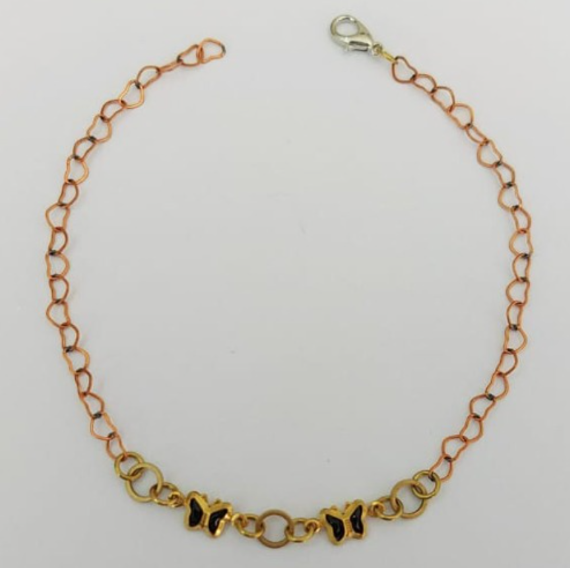 PULSEIRA NO BRUTO PRONTA PARA O BANHO - (CX144) PULSEIRA COM BORBOLETAS SUPER DELICADAS - TAMANHO 18CM - PESO TOTAL 1.9GR - BRU0003520