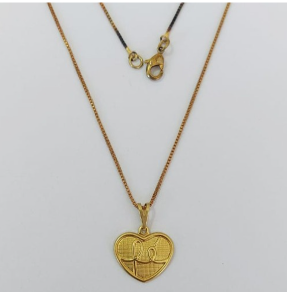 GARGANTILHA NO BRUTO PRONTO PARA O BANHO(3470)- COM CORRENTE VENEZIANA DE 45CM COM FECHO LAGOSTA (Coração 16x13mm (Fé)/ PESO 2.9GR - BRU0003533