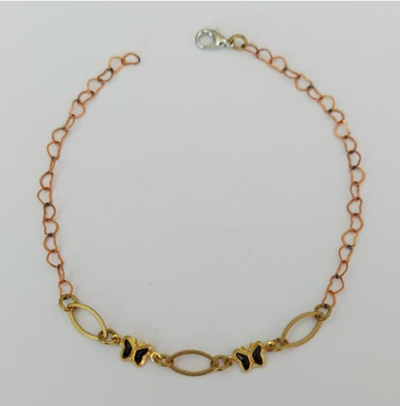 PULSEIRA NO BRUTO PRONTA PARA O BANHO - (CX144) PULSEIRA COM BORBOLETAS SUPER DELICADAS - TAMANHO 18CM - PESO TOTAL 1.9GR - BRU0003534