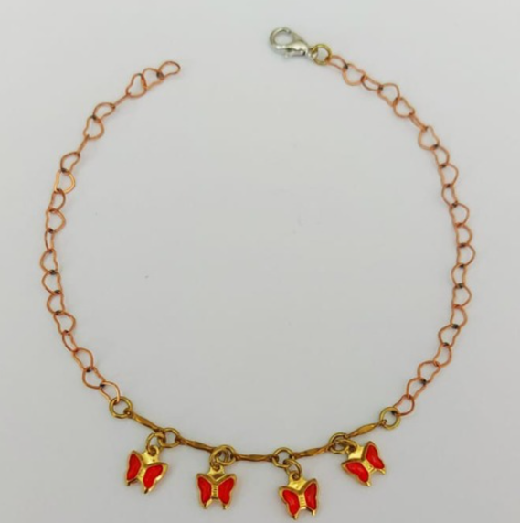 PULSEIRA NO BRUTO PRONTA PARA O BANHO - (CX144) PULSEIRA COM BORBOLETAS SUPER DELICADAS - TAMANHO 18CM - PESO TOTAL 1.9GR - BRU0003535