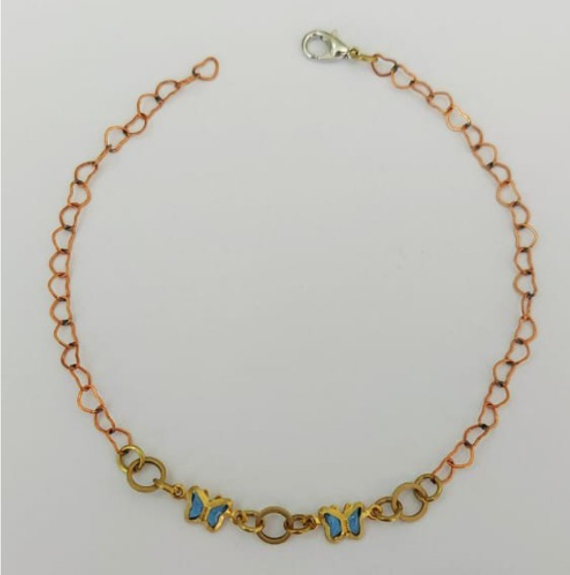 PULSEIRA NO BRUTO PRONTA PARA O BANHO - (CX144) PULSEIRA COM BORBOLETAS SUPER DELICADAS - TAMANHO 18CM - PESO TOTAL 1.9GR - BRU0003536