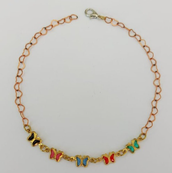 PULSEIRA NO BRUTO PRONTA PARA O BANHO - (CX144) PULSEIRA COM BORBOLETAS SUPER DELICADAS - TAMANHO 18CM - PESO TOTAL 1.9GR - BRU0003537