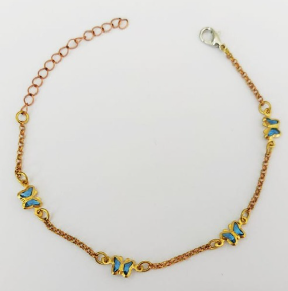 PULSEIRA NO BRUTO PRONTA PARA O BANHO - (CX144) PULSEIRA COM BORBOLETAS SUPER DELICADAS - TAMANHO 18CM - PESO TOTAL 1.9GR - BRU0003541