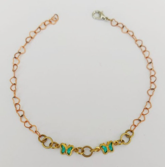 PULSEIRA NO BRUTO PRONTA PARA O BANHO - (CX144) PULSEIRA COM BORBOLETAS SUPER DELICADAS - TAMANHO 18CM - PESO TOTAL 1.9GR - BRU0003542