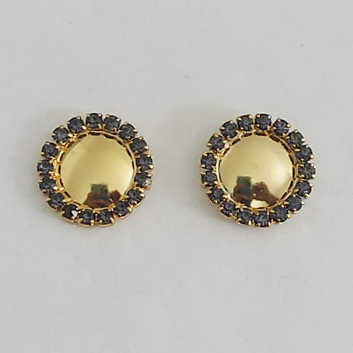 BRINCO FOLHEADO A OURO 5 MILÉSSIMOS+VERNIZ DIAMOND - BRINCO PINO COM MICRO ZIRCÔNIAS AZUÍS 15MM - OURO968