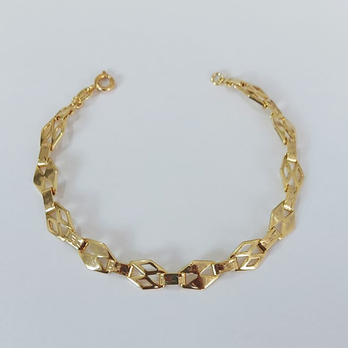 PULSEIRA FOLHEADO A OURO - BANHADO COM 5 MILÉSIMOS + VERNIZ DIAMOND - PULSEIRA 17CM TODA TRABALHADA E VAZADA - OURO1001