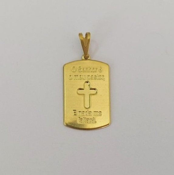 PINGENTE NO BRUTO PRONTO PARA O BANHO COM CONTRA ARGOLA(3808) COMPOSIÇÃO 100% LATÃO (Placa Arredondado 20mm Cruz )PESO 1.5GR - BRU0003557