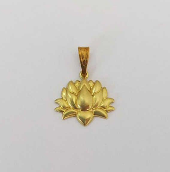 PINGENTE NO BRUTO PRONTO PARA O BANHO COM CONTRA ARGOLA(3332) COMPOSIÇÃO 100% LATÃO ( Flor De Lotus 12mm )PESO 0,7GR - BRU0003559