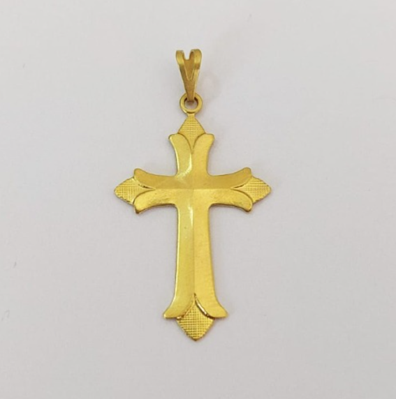 PINGENTE NO BRUTO PRONTO PARA O BANHO COM CONTRA ARGOLA(626) COMPOSIÇÃO 100% LATÃO (Pingente Cruz Portuguesa Facetada 30x21mm ) PESO 1.4GR - BRU0003560