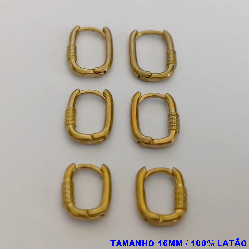 BRINCO NO BRUTO PRONTO PARA O BANHO(CX145) VENDAS POR TRIO(3 PAR)TAMANHOS TRIO NOS TAMANHOS 14/12/10MM - PESO TOTAL 4.8 - BRU0003568