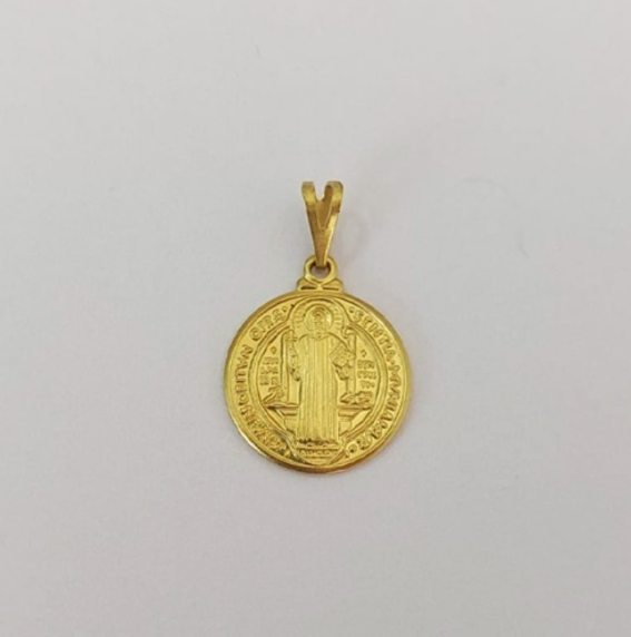 PINGENTE NO BRUTO PRONTO PARA O BANHO COM CONTRA ARGOLA(1863) COMPOSIÇÃO 100% LATÃO ( Sao Bento 15mm Em Pe ) PESO 1.6GR - BRU0003573