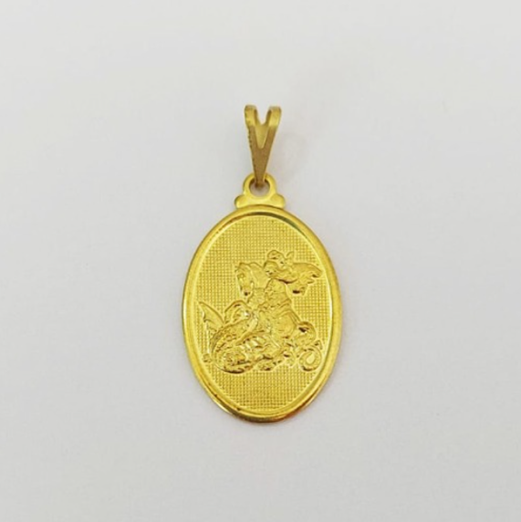 PINGENTE NO BRUTO PRONTO PARA O BANHO COM CONTRA ARGOLA(1782) COMPOSIÇÃO 100% LATÃO ( 1782) (Pingente Oval Sao Jorge 20x15mm Borda Lisa )PESO 1,9GR - BRU0003580