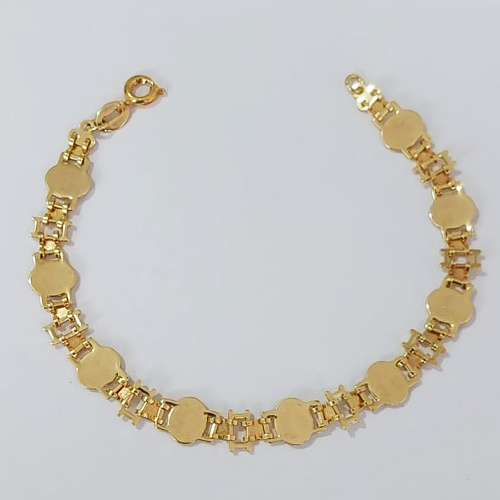 PULSEIRA FOLHEADO A OURO - BANHADO COM 5 MILÉSIMOS + VERNIZ DIAMOND PULSEIRA 17CM TODA TRABALHADA - OURO1116