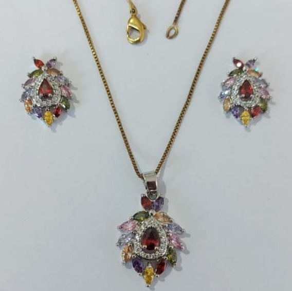 CONJUNTO NO BRUTO PRONTO PARA O BANHO(CX145)/TAMANHO 45CM CORRENTE VENEZIANA TODA EM MICRO ZIRCONIA COLORIDA- COM FECHO LAGOSTA / PESO 8.4GR -BRU0003602