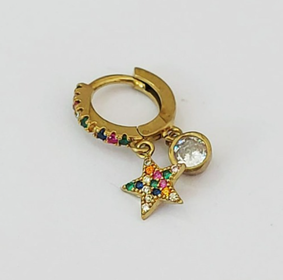 BRINCO NO BRUTO PRONTO PARA O BANHO(CX146)ARGOLINHA DE PRESSÃO(TRANQUETA COLORIDA)VENDIDO POR PAR ( peso 2.3gr -BRU0003616