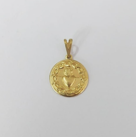 PINGENTE NO BRUTO PRONTO PARA O BANHO(COM CONTRA ARGOLA)Medalha Sagrado Coração Jesus 15mm / PESO 1.1GR - BRU0003617