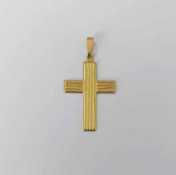 PINGENTE NO BRUTO PRONTO PARA O BANHO(E1792)(COM CONTRA ARGOLA) Cruz quadrada grande madeira 35MM/ PESO 1.4GR - BRU0003620