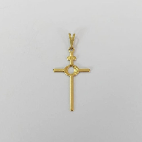 PINGENTE NO BRUTO PRONTO PARA O BANHO(929) - PINGENTE CRUZ MODERNA 28MM PESO 0,9GR - BRU0003627