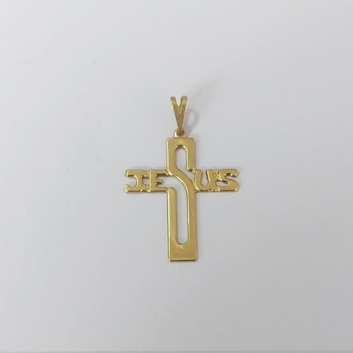 PINGENTE NO BRUTO PRONTO PARA O BANHO(931) - PINGENTE CRUZ JESUS VAZADA 25MM PESO 0,9GR - BRU0003635