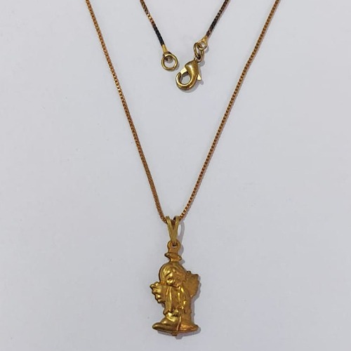 GARGANTILHA NO BRUTO PRONTO PARA O BANHO - COM CORRENTE VENEZIANA DE 45CM -(E1269)- PINGENTE ANJIMHO 12MM PESO: 3,2GR - BRU0003678