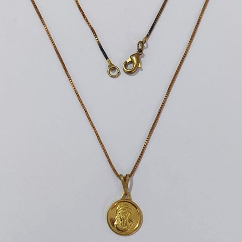 GARGANTILHA NO BRUTO PRONTO PARA O BANHO - COM CORRENTE VENEZIANA DE 45CM -(E2126)- PINGENTE IMAGEM JESUS CRISTO 11MM PESO: 3,1GR - BRU0003687